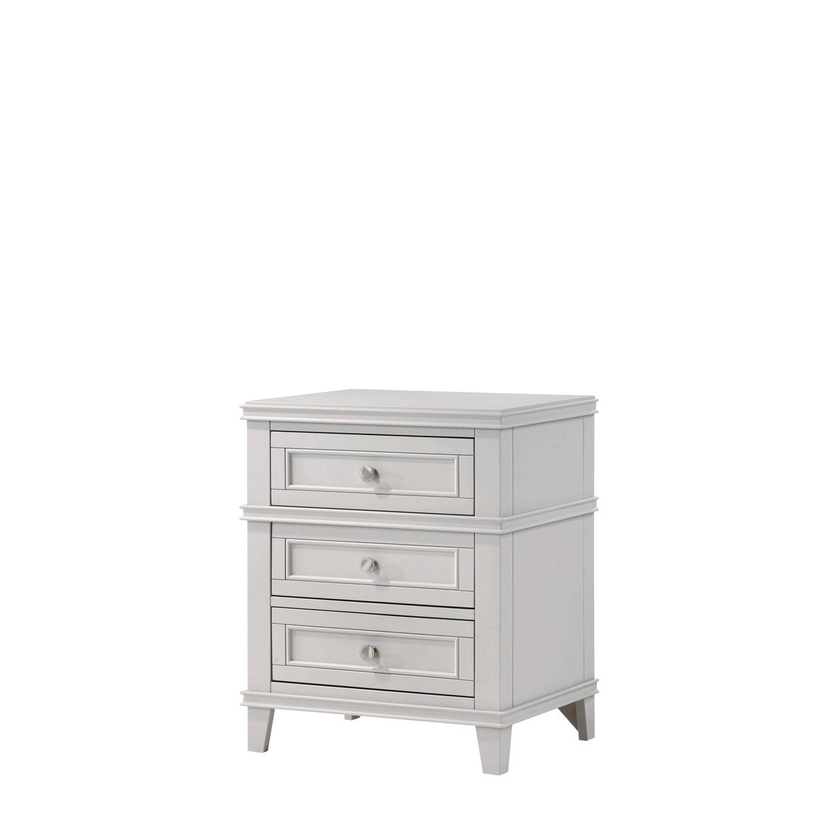 Nightstand, 3 Drawers, Poplar Solid Wood and MDF, USB Ports, Gray