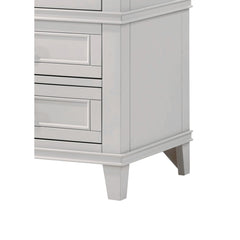 Nightstand, 3 Drawers, Poplar Solid Wood and MDF, USB Ports, Gray
