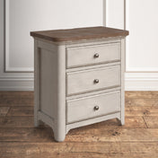 Nightstand, 3 Drawers, Solid and Engineered Wood, Chestnut and Antique White