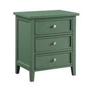 Nightstand, 3 Drawers, Solid and Engineered Wood, Green
