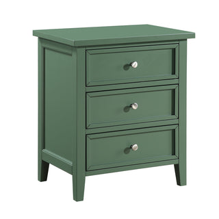 Nightstand, 3 Drawers, Solid and Engineered Wood, Green