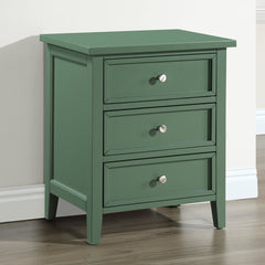 Nightstand, 3 Drawers, Solid and Engineered Wood, Green