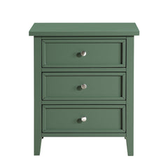 Nightstand, 3 Drawers, Solid and Engineered Wood, Green