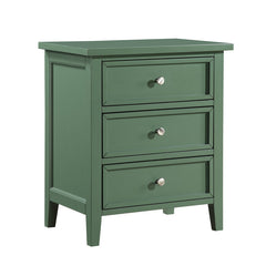 Nightstand, 3 Drawers, Solid and Engineered Wood, Green
