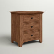 Nightstand, 3 Drawers, Solid and Engineered Wood, USB Ports, Oak