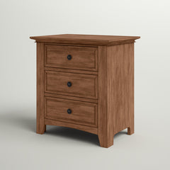 Nightstand, 3 Drawers, Solid and Engineered Wood, USB Ports, Oak