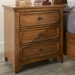 Nightstand, 3 Drawers, Solid and Engineered Wood, USB Ports, Oak