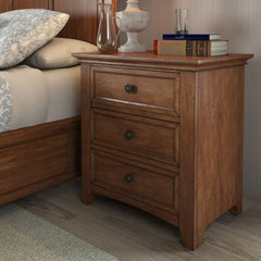 Nightstand, 3 Drawers, Solid and Engineered Wood, USB Ports, Oak