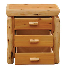 Nightstand, 3 Drawers, Solid and Manufactured Cedar Wood, Natural