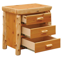 Nightstand, 3 Drawers, Solid and Manufactured Cedar Wood, Natural