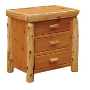 Nightstand, 3 Drawers, Solid and Manufactured Cedar Wood, Natural