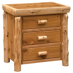 Nightstand, 3 Drawers, Solid and Manufactured Cedar Wood, Natural