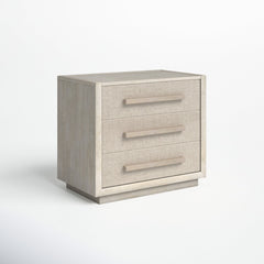 Nightstand, 3 Drawers, Solid and Manufactured Wood, Beige