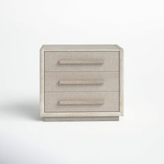 Nightstand, 3 Drawers, Solid and Manufactured Wood, Beige