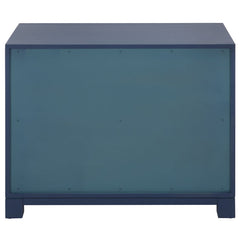 Nightstand, 3 Drawers, Solid and Manufactured Wood, Blue, Brass Handles