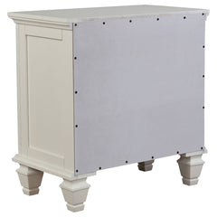 Nightstand, 3 Drawers, Solid and Manufactured Wood, Silver Handles