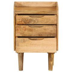Nightstand, 3 Drawers, Solid Mango Wood, Retro Style