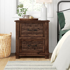 Nightstand, 3 Drawers, Solid Pine, Rustic Timber