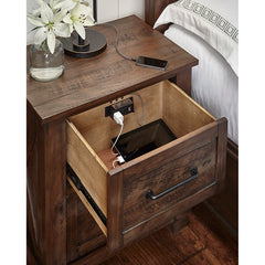 Nightstand, 3 Drawers, Solid Pine, Rustic Timber