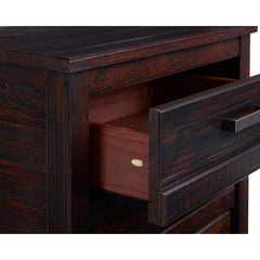 Nightstand, 3 Drawers, Solid Pine Wood, Antique Walnut