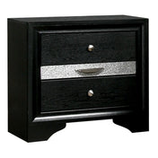 Nightstand, 3 Drawers, Solid Rubberwood and Engineered Wood, Black