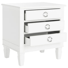 Nightstand, 3 Drawers, Solid Wood, 24 Inch Wide, White