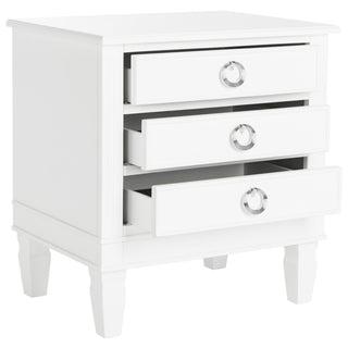 Nightstand, 3 Drawers, Solid Wood, 24 Inch Wide, White