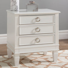 Nightstand, 3 Drawers, Solid Wood, 24 Inch Wide, White