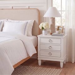 Nightstand, 3 Drawers, Solid Wood, 24 Inch Wide, White