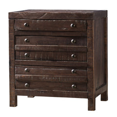 Nightstand, 3 Drawers, Solid Wood, Brown, Gold Handles