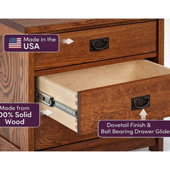 Nightstand, 3 Drawers, Solid Wood Frame and Top, Brown