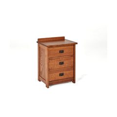 Nightstand, 3 Drawers, Solid Wood Frame and Top, Brown