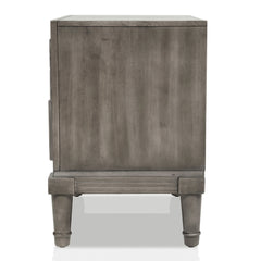 Nightstand, 3 Drawers, Solid Wood, Silver Handles, Gray