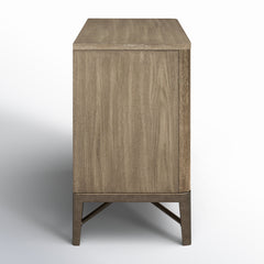 Nightstand, 3 Drawers, Solid Wood with Oak Veneers, Metal Base, USB Ports