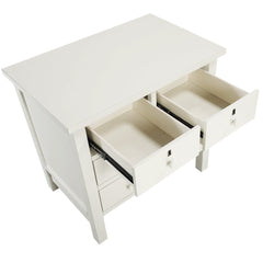 Nightstand, 4 Drawers, Solid and Engineered Wood, Antique White