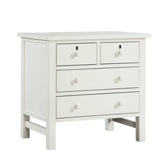 Nightstand, 4 Drawers, Solid and Engineered Wood, Antique White