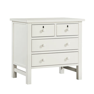 Nightstand, 4 Drawers, Solid and Engineered Wood, Antique White