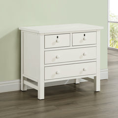 Nightstand, 4 Drawers, Solid and Engineered Wood, Antique White