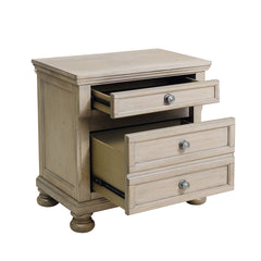 Nightstand, Birch Veneer and Engineered Wood, Brushed Gray, Dovetail Drawers