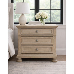 Nightstand, Birch Veneer and Engineered Wood, Brushed Gray, Dovetail Drawers