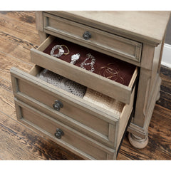 Nightstand, Birch Veneer and Engineered Wood, Brushed Gray, Dovetail Drawers