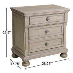 Nightstand, Birch Veneer and Engineered Wood, Brushed Gray, Dovetail Drawers