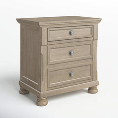 Nightstand, Birch Veneer and Engineered Wood, Brushed Gray, Dovetail Drawers