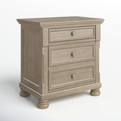 Nightstand, Birch Veneer and Engineered Wood, Brushed Gray, Dovetail Drawers