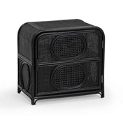 Nightstand, Cane Frame, Rattan Top, 1 Door, Black