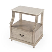 Nightstand, MDF and Mahogany with Marble Top, 1 Drawer, Gray