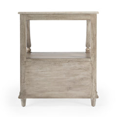 Nightstand, MDF and Mahogany with Marble Top, 1 Drawer, Gray