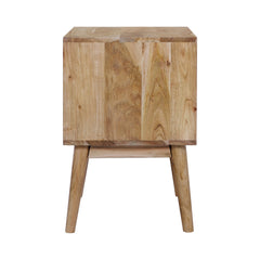 Nightstand Set of 2, Solid Acacia Wood in Natural