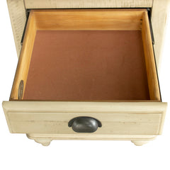 Nightstand, Solid Acacia Wood, 1 Drawer and 1 Door, Tan