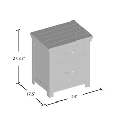 Nightstand, Solid and Engineered Wood, USB Port, Distressed White and Walnut